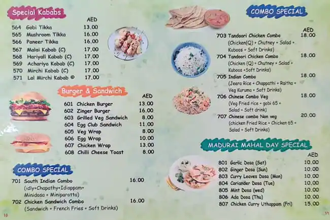 Madhurai Mahal Restaurant Menu 