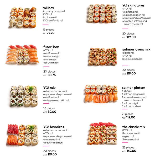 Yo! Sushi Menu, Menu for Yo! Sushi, Al Nahyan, Abu Dhabi 