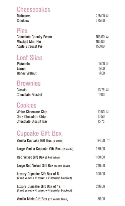 Hummingbird Bakery - Authentic American Cakes and Desserts Menu 