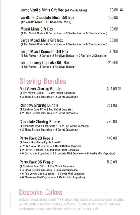 Hummingbird Bakery - Authentic American Cakes and Desserts Menu 