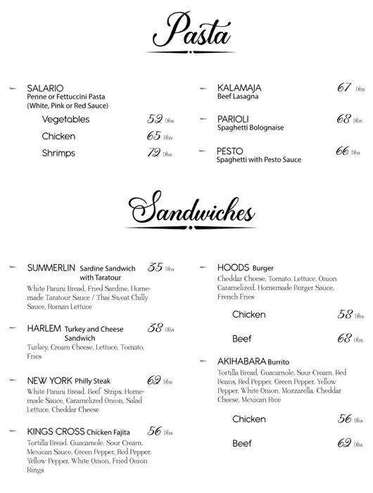 Hoods Restaurant Menu, Menu for Hoods Restaurant, Al Nahyan, Abu Dhabi 