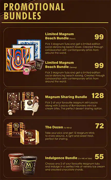 Magnum Dessert Shop - True to Pleasure Menu 