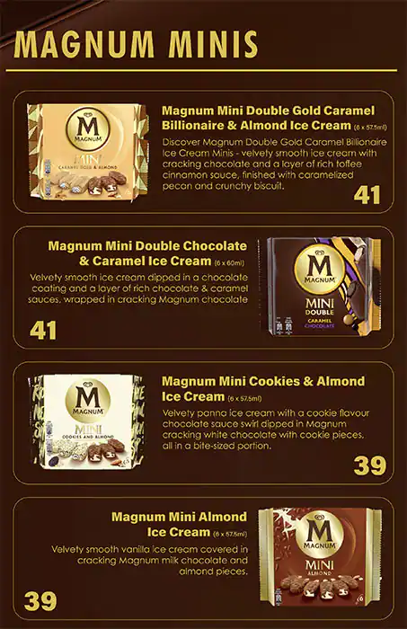 Magnum Dessert Shop - True to Pleasure Menu 