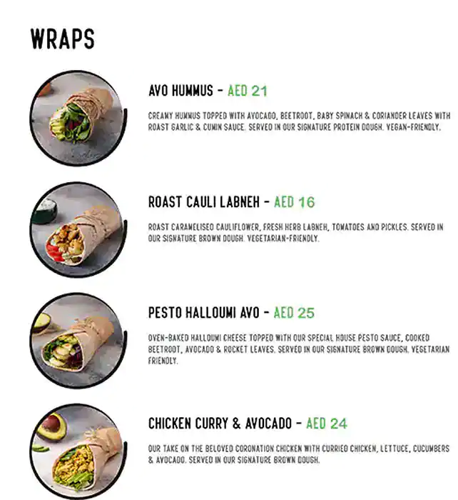 Wrapped Menu, Menu for Wrapped, Al Raha, Abu Dhabi 