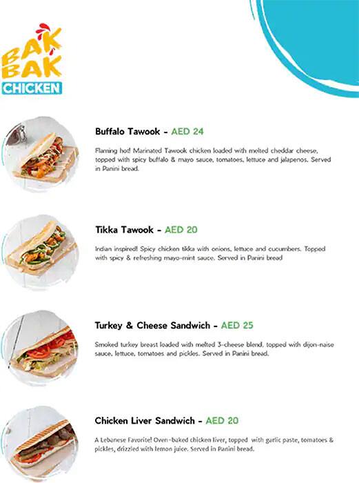 BAK BAK Chicken Menu, Menu for BAK BAK Chicken, Al Raha, Abu Dhabi 