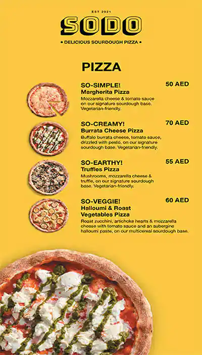 SoDo Sourdough Pizza Menu, Menu for SoDo Sourdough Pizza, Najda, Abu Dhabi 