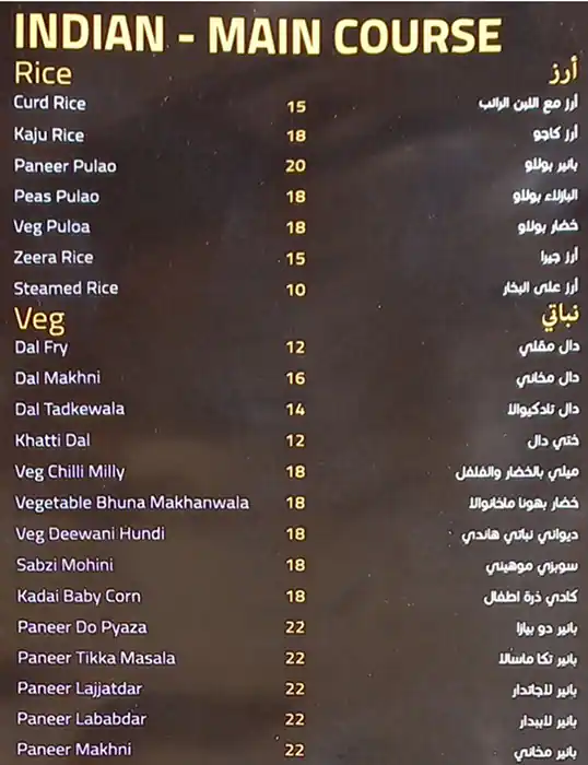 Mughal's Hyderabad Restaurant Menu 