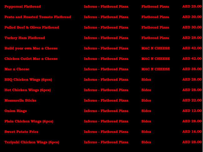 INFERNO - Flatbread Pizza Menu 