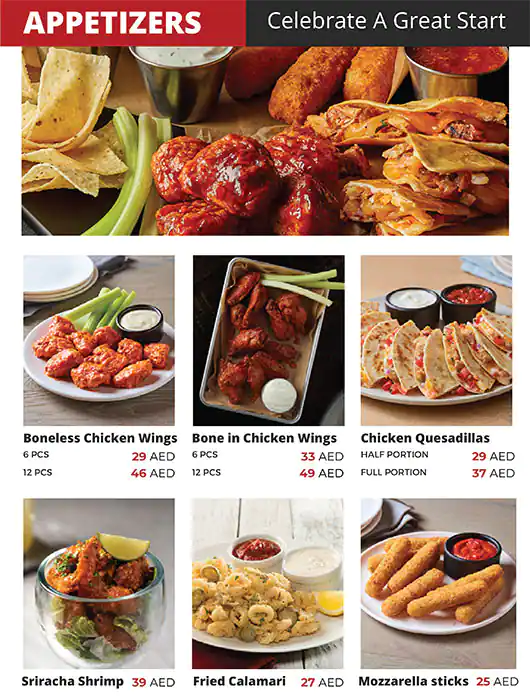 Applebee's Menu, Menu for Applebee's, Al Majaz, Sharjah 