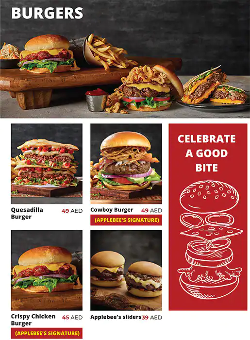 Applebee's Menu, Menu for Applebee's, Al Majaz, Sharjah 