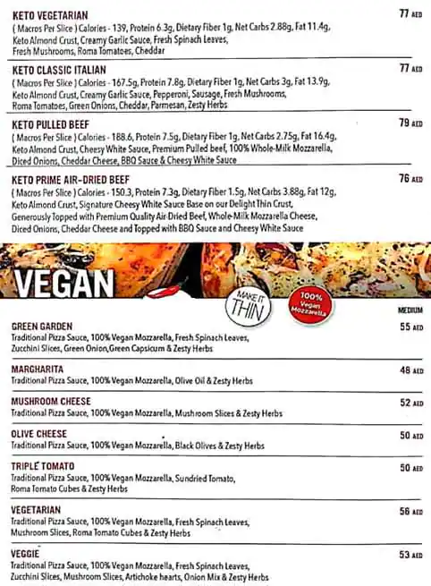 KETO N PIZZA Menu, Menu for KETO N PIZZA, Al Markaziya, Abu Dhabi 