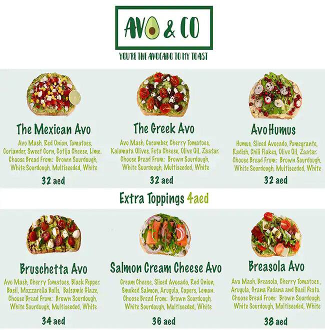 Avo and Co Menu, Menu for Avo and Co, Al Jurf, Ajman 