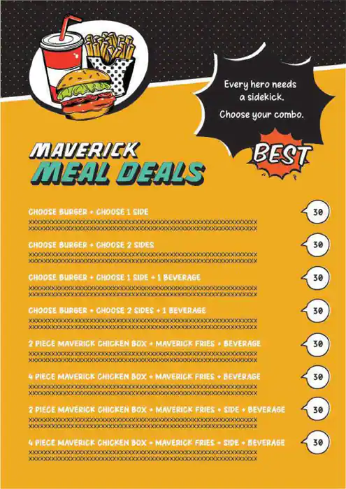 Chick Maverick Menu, Menu for Chick Maverick, Industrial Area, Sharjah 