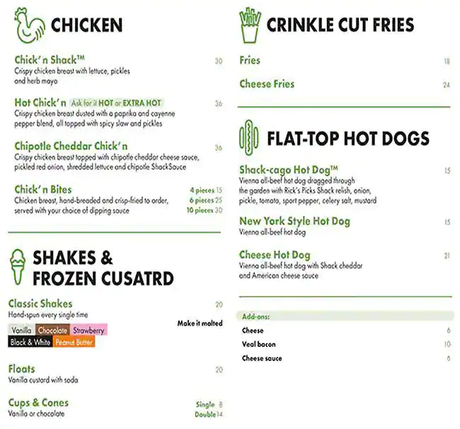 Shake Shack Menu, Menu for Shake Shack, Industrial Area, Sharjah 