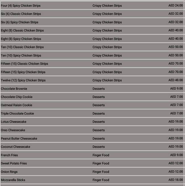 WINGO - House of Wings Menu, Menu for WINGO - House of Wings, Khalifa City, Abu Dhabi 