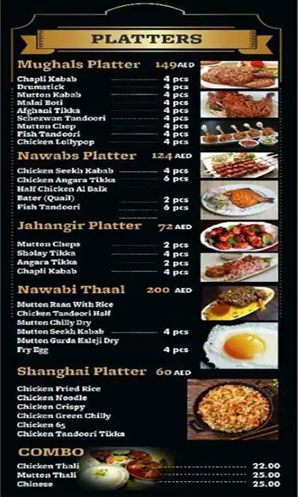 Mughals Nawab Menu, Menu for Mughals Nawab, Industrial Area, Sharjah 