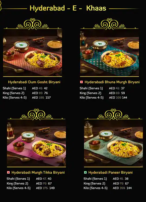 Behrouz Biryani Menu, Menu for Behrouz Biryani, Al Reem Island, Abu Dhabi 