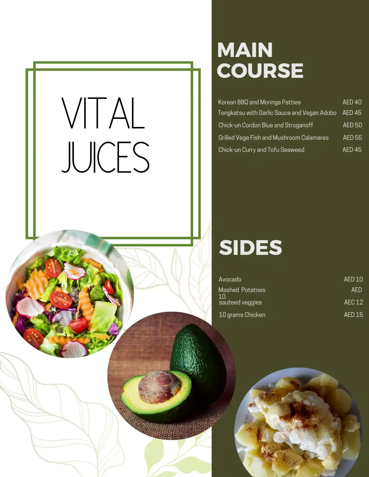 Vital Juices Menu, Menu for Vital Juices, University City, Sharjah 