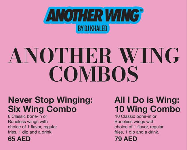 Another Wing by DJ Khaled Menu 