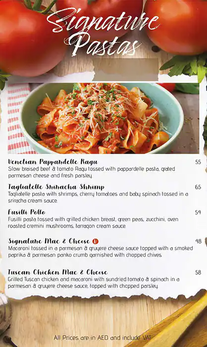 The Pasta Guyz Menu, Menu for The Pasta Guyz, Al Wahda, Abu Dhabi 