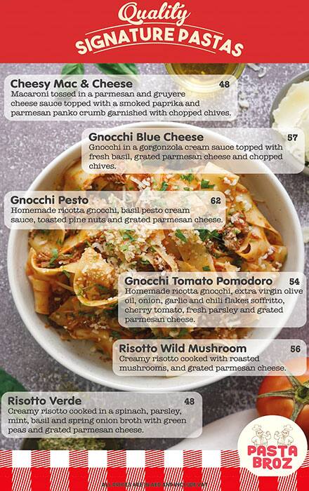 Pasta Broz Menu, Menu for Pasta Broz, Al Wahda, Abu Dhabi 