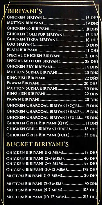 Topi Vappa Biriyani Menu, Menu for Topi Vappa Biriyani, Mussafah Shabiya, Abu Dhabi 