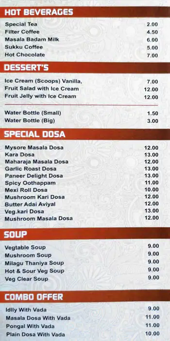 Aryaas Namma Veedu Menu, Menu for Aryaas Namma Veedu, Mussafah Shabiya, Abu Dhabi 