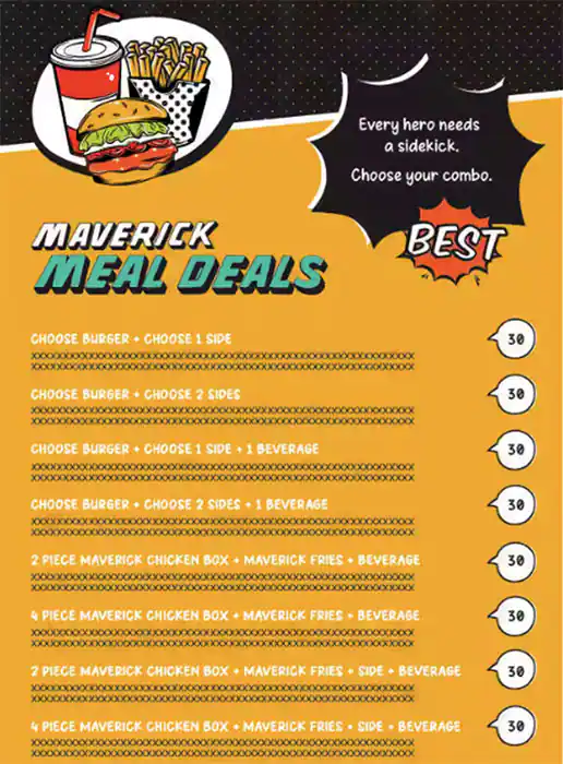 Chick Maverick Menu, Menu for Chick Maverick, Al Jurf, Ajman 