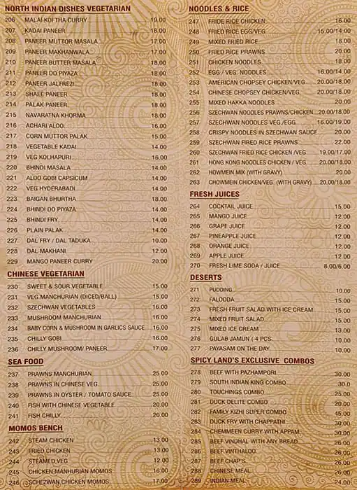 Spicy Land Restaurant Menu, Menu for Spicy Land Restaurant, Abu Shagara, Sharjah 