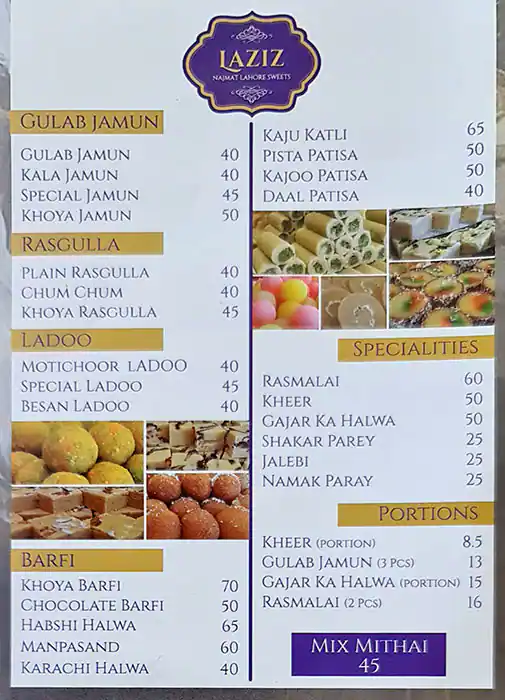 Najmat Lahore Restaurant Menu, Menu for Najmat Lahore Restaurant, Al Mareija, Sharjah 