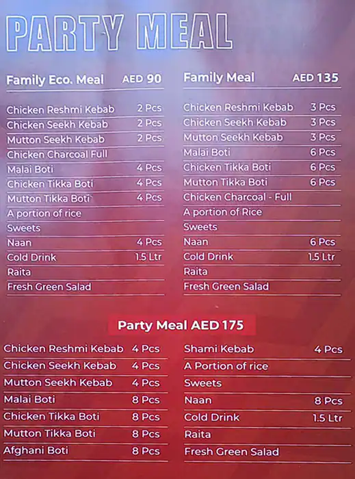 Al Rawayat Restaurant Menu, Menu for Al Rawayat Restaurant, Abu Shagara, Sharjah 