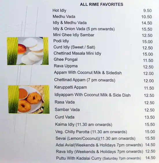 Saravanaa Bhavan Menu, Menu for Saravanaa Bhavan, Abu Shagara, Sharjah 