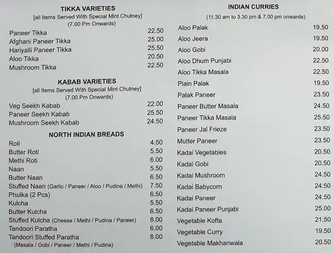 Saravanaa Bhavan Menu, Menu for Saravanaa Bhavan, Abu Shagara, Sharjah 