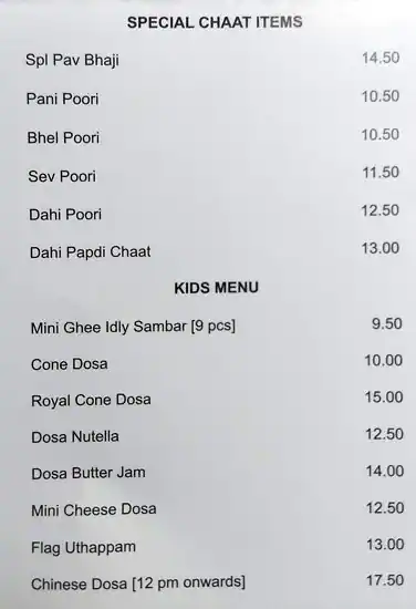 Saravanaa Bhavan Menu, Menu for Saravanaa Bhavan, Abu Shagara, Sharjah 