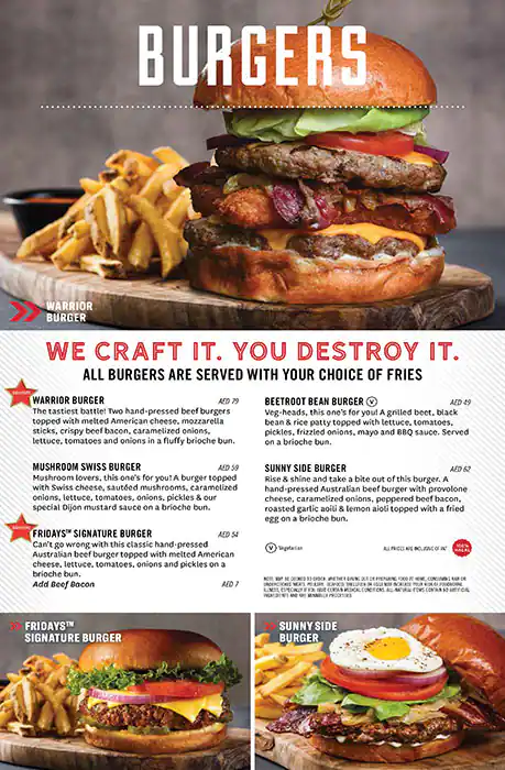 TGI Fridays Menu, Menu for TGI Fridays, Al Majaz, Sharjah 