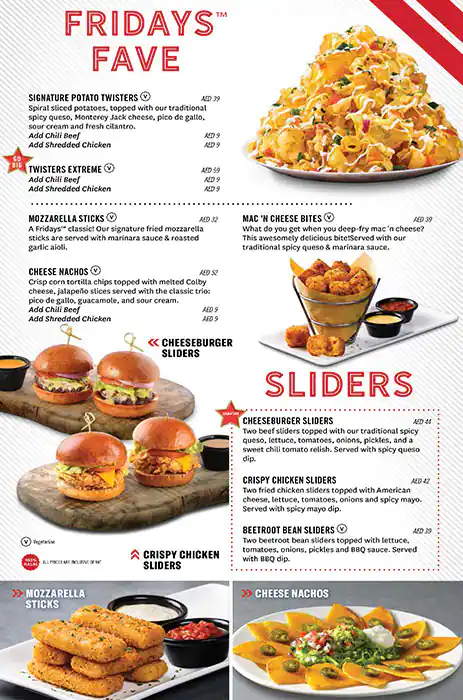 TGI Fridays Menu, Menu for TGI Fridays, Al Majaz, Sharjah 