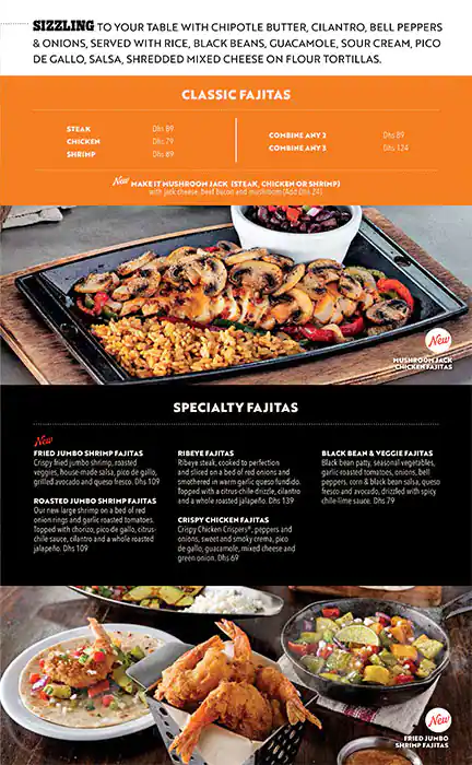 Chili's Menu, Menu for Chili's, Abu Shagara, Sharjah 