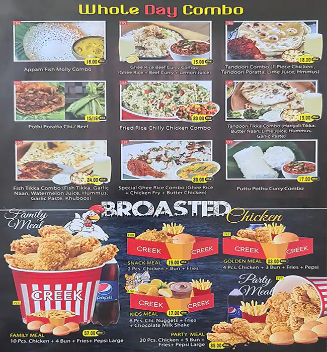 Creek Restaurant Menu, Menu for Creek Restaurant, Al Nahda, Sharjah 