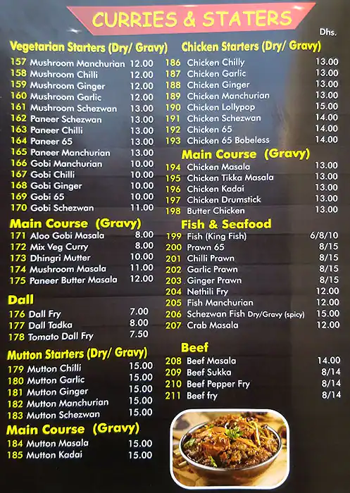 Yummy Indian Restaurant Menu, Menu for Yummy Indian Restaurant, Al Ghuwair, Sharjah 