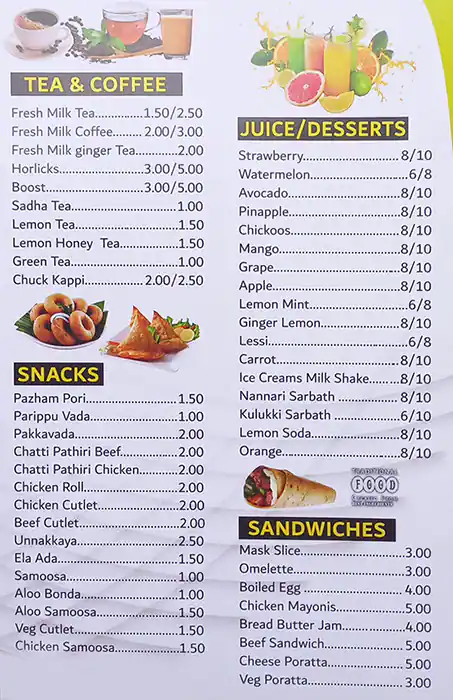 Taj Calicut Restaurant Menu, Menu for Taj Calicut Restaurant, Al Ghuwair, Sharjah 