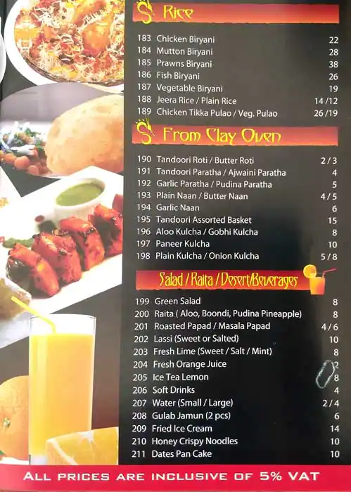 Orient Grill Menu, Menu for Orient Grill, Abu Shagara, Sharjah 