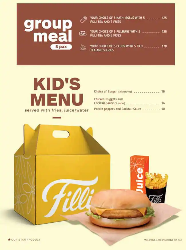 FiLLi Menu, Menu for FiLLi, Al Nahda, Sharjah 