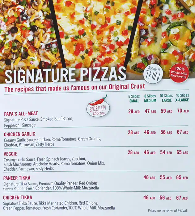 Papa Murphy's Pizza Menu, Menu for Papa Murphy's Pizza, Al Majaz, Sharjah 