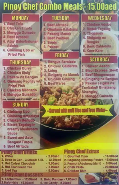 Al Shuaa Al Abyad (Pinoy Chef) Menu 