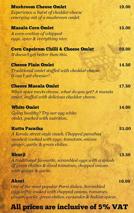 Raju Omlet Menu, Menu for Raju Omlet, Al Nahda, Sharjah 