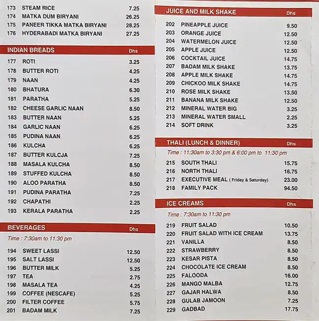 Woodlands Restaurant Menu, Menu for Woodlands Restaurant, Abu Shagara, Sharjah 