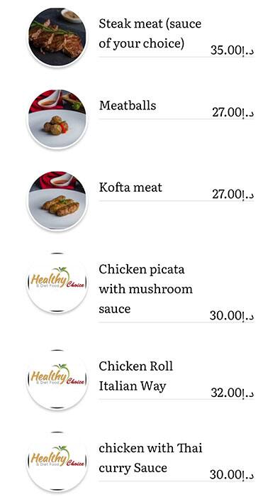 Healthy Choice Menu, Menu for Healthy Choice, Halwan Suburb, Sharjah 