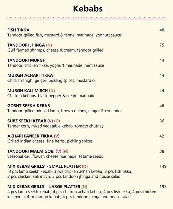 Ushna Menu, Menu for Ushna, Al Majaz, Sharjah 