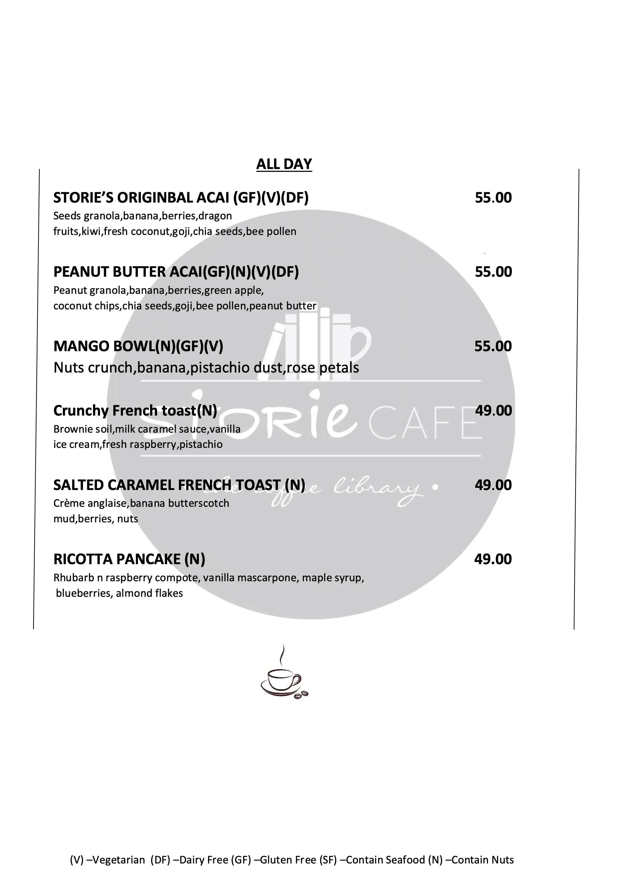 Storie Cafe Menu, Menu for Storie Cafe, University City, Sharjah 