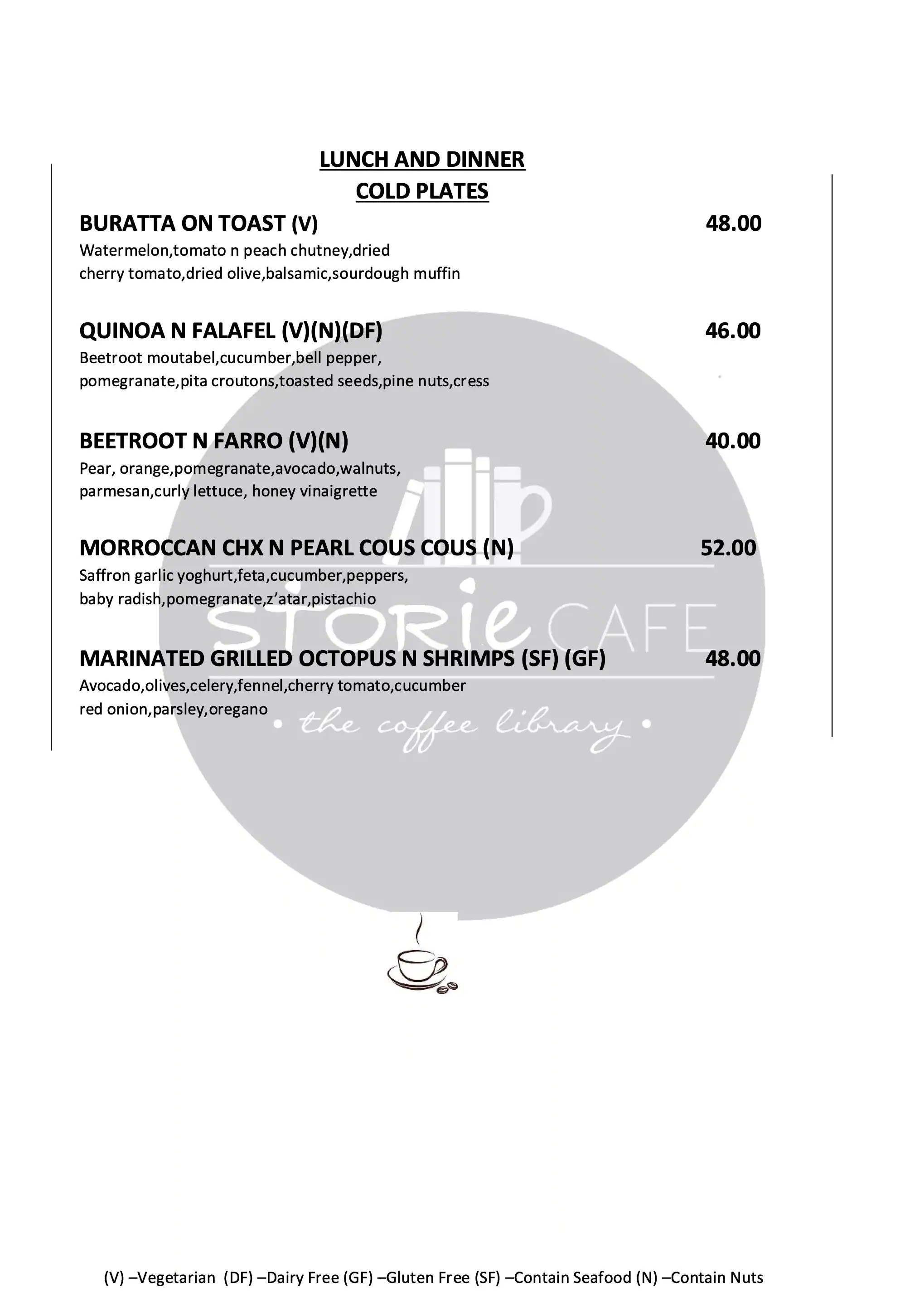 Storie Cafe Menu, Menu for Storie Cafe, University City, Sharjah 